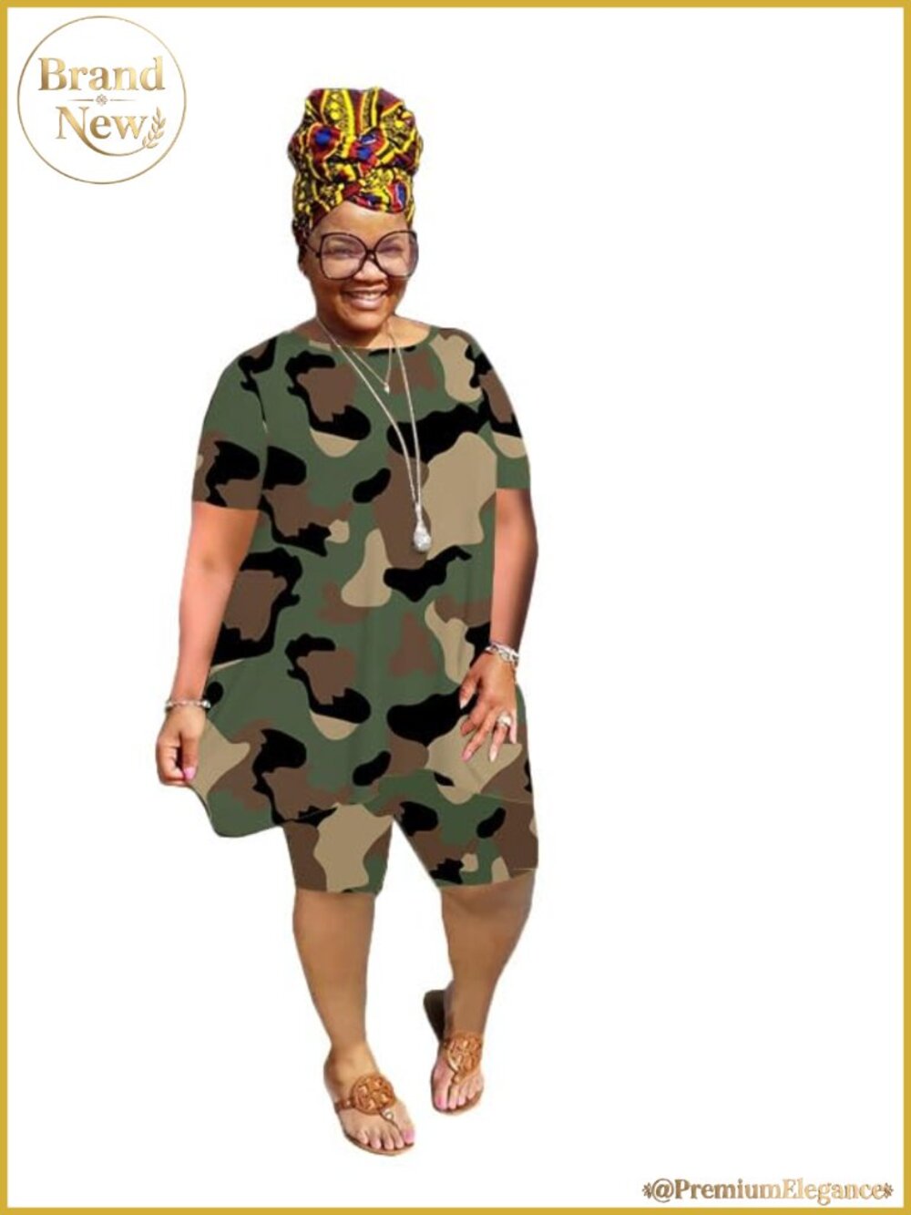 Women's Plus Size 2 Piece Outfit Short Sleeve Tunic Top & Shorts Set Summer